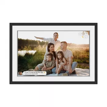 DENVER PFF-1019 10,1 inch FRAMEO HD Wi-Fi digitale fotolijst met 3 verwisselbare lijsten (zwart, wit, hout)
