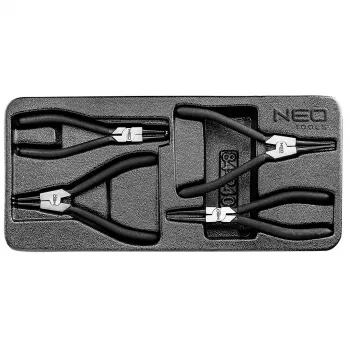 NEO TOOLS borgringtangenset, 4-delig, binnen/buiten recht en gebogen, CrV-staal, 180 mm, TÜV-gecertificeerd