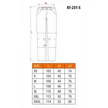 NEO Tools 81-231-S beschermbroek, maat S, grijs/zwart, 65% polyester 35% katoen, 267 g/m², EN ISO 13688:2013