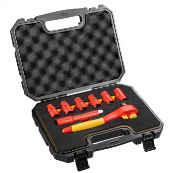 NEO TOOLS 01-307 geïsoleerde dopsleutelset 1000V, 8-delig, 1/2 inch aandrijving, metrisch, VDE-gecertificeerd
