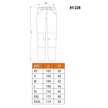 NEO Tools 81-228-XXL beschermingsbroek, grijs/zwart, XXL, 65% polyester 35% katoen, 267 g/m², 10 vakken, versterkte knieën, reflecterende elementen, EN ISO 13688:2013