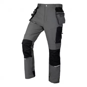 NEO TOOLS Mix&Match 4-way stretch werkbroek met Cordura-versteviging, grijs/zwart, maat XXXL