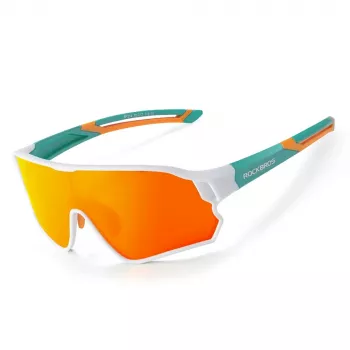 ROCKBROS gepolariseerde fietsbril voor kinderen 8-14 jaar, UV400-bescherming, TR90-frame, groen-wit