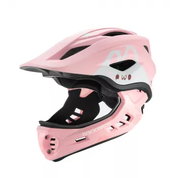ROCKBROS TT-32001 Rabbit kinder omvormbare fietshelm met afneembare kinbeschermer, maat S (48-52 cm), roze