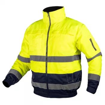 NEO TOOLS 3-in-1 waarschuwingswerkjas met isolatie, geel/navy, maat M