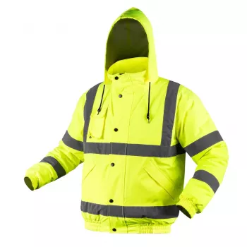 NEO TOOLS Hoogzichtbare licht geïsoleerde bomber-werkjas, fluorescerend geel, maat S
