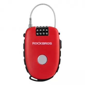 Rockbros intrekbaar kabelslot 32420981001 rood - 3-cijferig cijferslot, 90 cm gevlochten staal