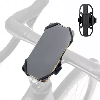 ROCKBROS siliconen fiets-telefoonhouder - zwart