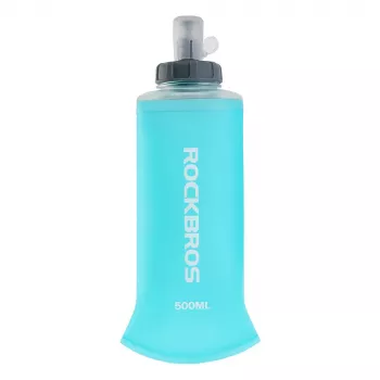 Rockbros Soft Flask 500 ml lichtblauw - opvouwbare drinkfles voor hardlopen en outdoorsport