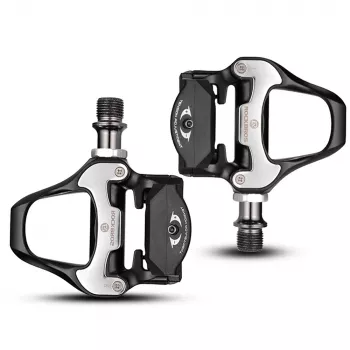 ROCKBROS LP-RD2BK racefiets pedalen Shimano SPD-SL compatibel met gele cleats - zwart zilver