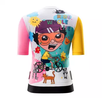 Rockbros dames wielrentrui met print, korte mouw, wit, maat S