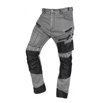 NEO TOOLS denim werkbroek met Oxford-verstevigingen, grijs, maat XL