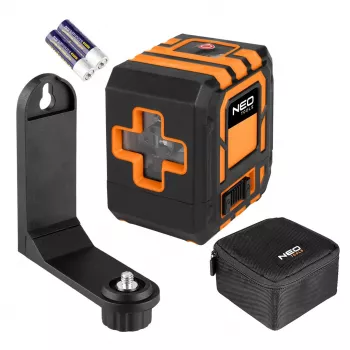 NEO TOOLS 75-142 kruislijnlaser, 20 m bereik, rode straal, zelfnivellerend, IP54, met magneethouder en koffer