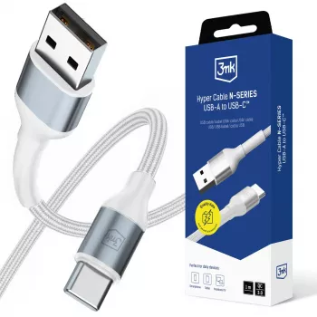 3mk Hyper Cable N-SERIES USB-A naar USB-C 1m 18W wit