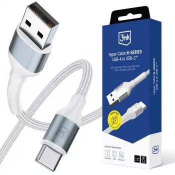 3mk Hyper Cable N-SERIES USB-A naar USB-C 1m 18W wit