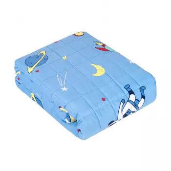 REBEL PREMIUM gewichtsdeken voor kinderen, 100% katoen, kosmosmotief, 100x150 cm, 4 kg