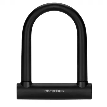 Rockbros RKS610-BK U-slot fietsslot - Zwart, gehard staal, 14mm beugel, 8/10 veiligheid, 2 sleutels, houder