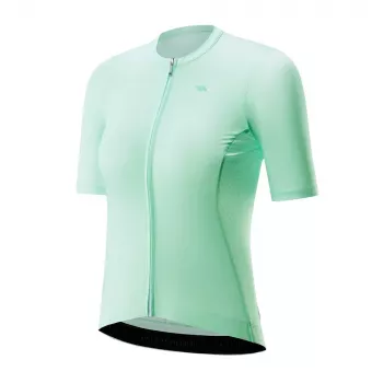 Rockbros dames fietsshirt groen maat L - korte mouw, vochtafvoerend, UV-bescherming, 3 achterzakken