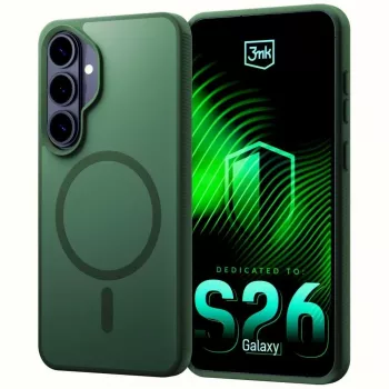 3MK PROTECTION Smoke MagCase voor Samsung Galaxy S26 - groene doorschijnende matte achterkant hoes met MagSafe, valbescherming, antigeel