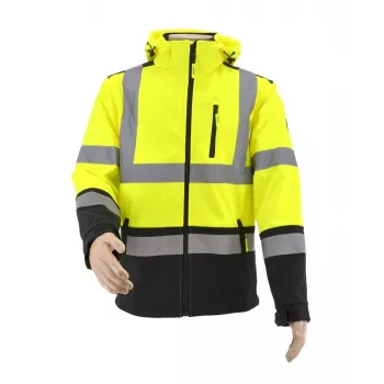 AWTOOLS softshelljack T3 met hoge zichtbaarheid, reflecterend, zwart, maat S