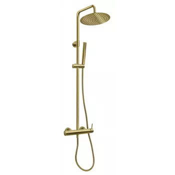 FERRO Ciriculus thermostatische doucheset met 250mm regendouche, geborsteld goud