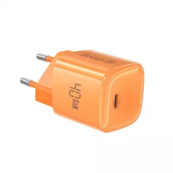Crong NEO GaN-oplader 40W USB-C PD 3.2 met AVS (oranje)