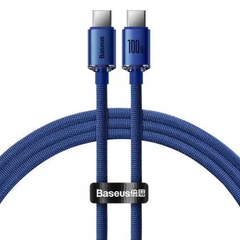 Baseus USB-C naar USB-C Crystal Shine kabel 100W 1,2m blauw