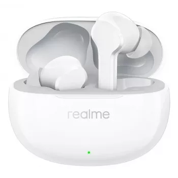 realme Buds T110 true wireless oordopjes met 38h accu, AI ENC, IPX5, Bluetooth 5.4, 10mm bass-driver, USB-C snelladen, low-latency-modus, smart touch, wit