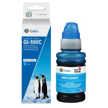 G&G navulinktflacon voor Canon GI-590C cyaan 70 ml, kleurstofbasis
