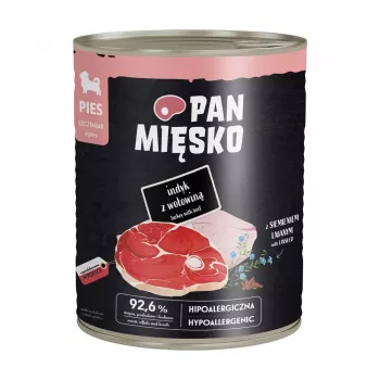 PAN MIĘSKO puppyvoeding kalkoen met rundvlees, natvoer 800g – volledig & uitgebalanceerd, graanvrij natvoer in blik voor puppy's van alle rassen