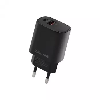 Beline GaN 30W USB-C PD + USB-A QC wandlader zwart (alleen voeding)