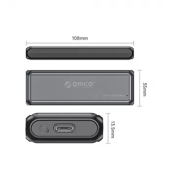 Orico DDM2-C3-G2 M.2 NVMe SSD behuizing USB-A USB-C 3.2 10Gb/s grijs