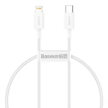 Baseus Superior Series USB-C naar Lightning kabel 0,25 m wit, 20W PD snelladen & datasync