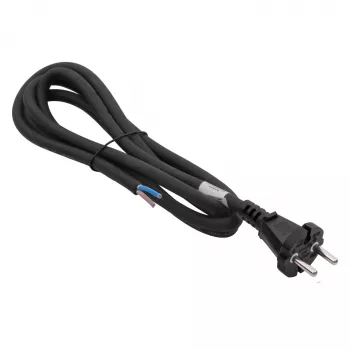 Akyga AK-OT-06S rubber netsnoer H05RR-F 2 x 1,5 mm², CEE-7/17-stekker naar open einde, 5 m, zwart