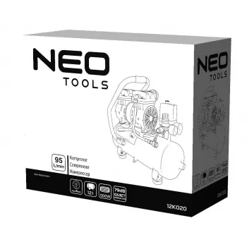 NEO TOOLS TOP-12K020 24L oliegesmeerde luchtcompressor, 1,5 kW, 8 bar, 180 L/min, 230V