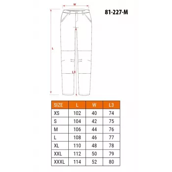 NEO Tools 81-227-M bescherm-werkbroek met Oxford knieversterking, grijs/oranje, maat M