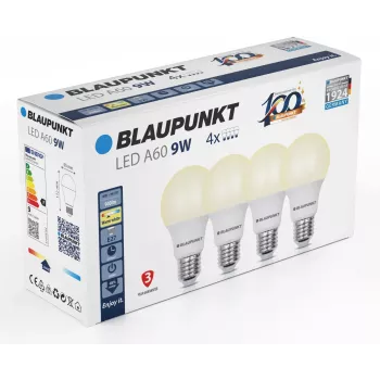 Blaupunkt LED-lamp E27 A60 9W, 900 lm, 2700 K, 4 stuks (BLAUPUNKT-E27-9W-WW-4)