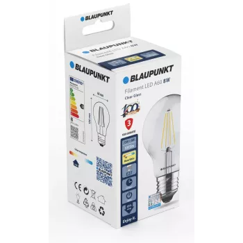 Blaupunkt LED-filamentlamp E27 A60 8W, 1055 lm, 2700 K (BLAUPUNKT-F-E27-8-WW)
