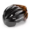 ROBOROCK Rockbros fietshelm met afneembaar magneetvizier, UV400-bescherming, 22 ventilatieopeningen, verstelbaar draaiwiel, unisex mat zwart-bruin