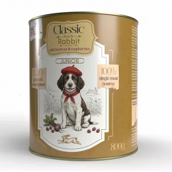 Syta Micha Natvoer voor puppy's met konijn, rode biet en framboos – 800g blik