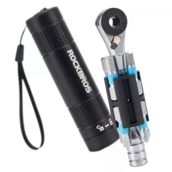 ROCKBROS TG-8601 ratel-fietsmultitool met S2-stalen bits, cilindrische aluminium behuizing, zwart
