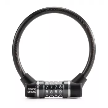 ROCKBROS 87639-4 Cijferslot met staalkabel voor fiets, zwart