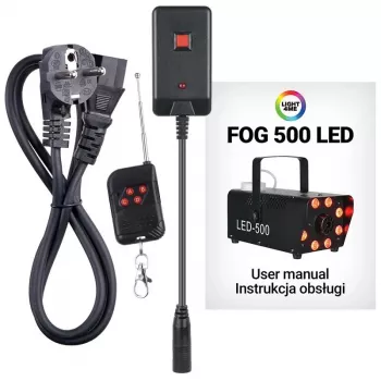 LIGHT4ME FOG 500 LED nevelgenerator, 500 W, RGB-LED, 0,5 L tank, kabelafstandsbediening