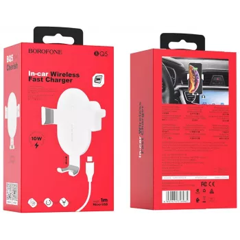 Borofone Q5 autotelefoonhouder met oplaadfunctie, wit (FO-BQ5-W)