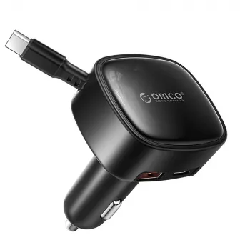 ORICO FC-66-1A2C 66W auto-oplader met intrekbare USB-C kabel - zwart