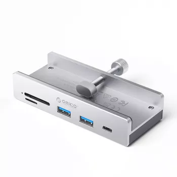 ORICO MH5PC USB-C-hub met klem, 2x USB-A, 1x USB-C, SD/TF-kaartlezer - zilver