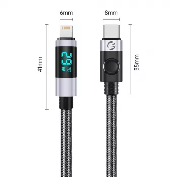 ORICO LDC2L USB-C naar Lightning kabel met LED-vermogensindicatie, PD 29W, 480 Mbps, 1,5 m, zwart