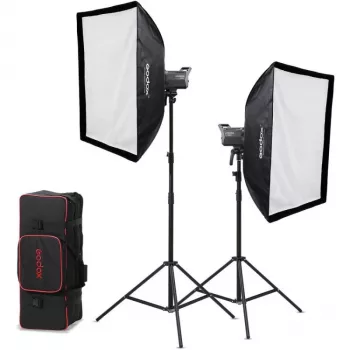 Godox Litemons LA200D K2 2-licht daglicht LED monolight-set met softboxen, statieven en draagtas