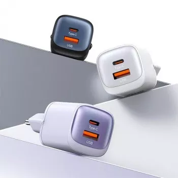 USAMS CC254 30W GaN USB-C/USB-A snellaadvoeding HC Series zwart