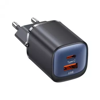 USAMS CC254 30W GaN USB-C/USB-A snellaadvoeding HC Series zwart